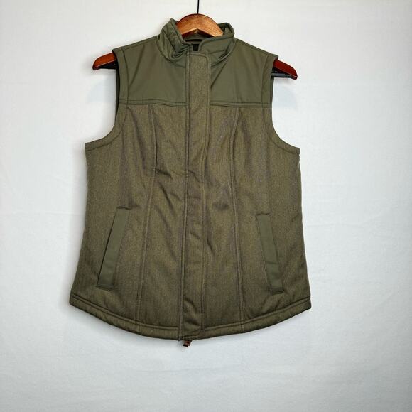 Overland Mens Army Green Polyester Vest Size Small Herringbone Pockets - Picture 1 of 9